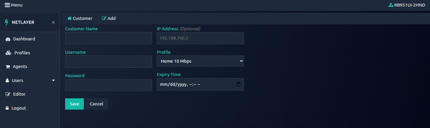 Menambahkan Pelanggan PPPoE Netlayer