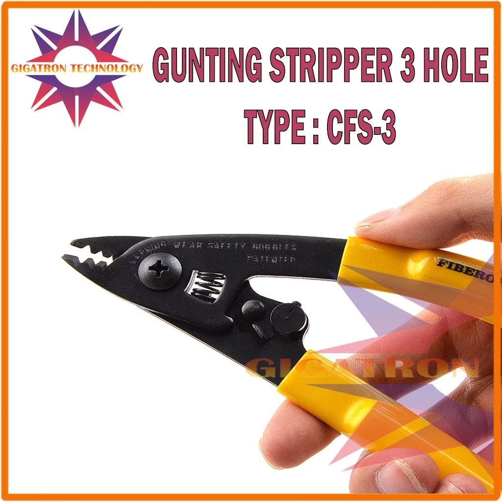 NETLAYER - Stripper Fiber Optik 3 Hole CFS-3 / Tang Fiber Optical Stripper FTTH / Pengupas Kabel Core Fiber Optic 3 Lubang / Striper Cutter Cable FO