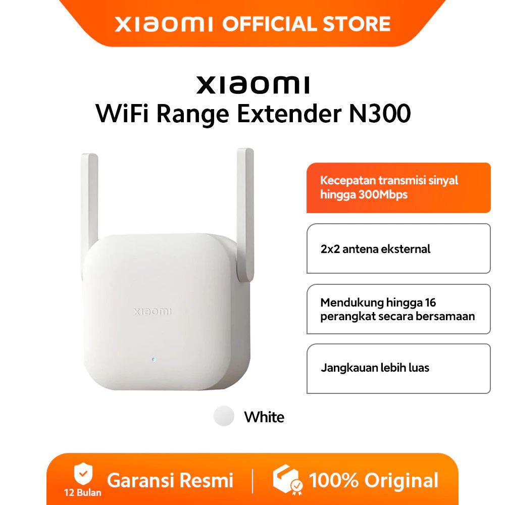NETLAYER - Xiaomi Wifi Range Extender N300 | 2x2 antena ekternal | Kecepatan 300 Mbps | Online exclusive