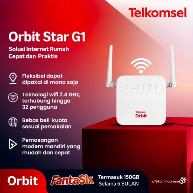 NETLAYER - Telkomsel Orbit Star G1 Modem Wifi 4G High Speed Bonus Data 150gb Garansi Resmi