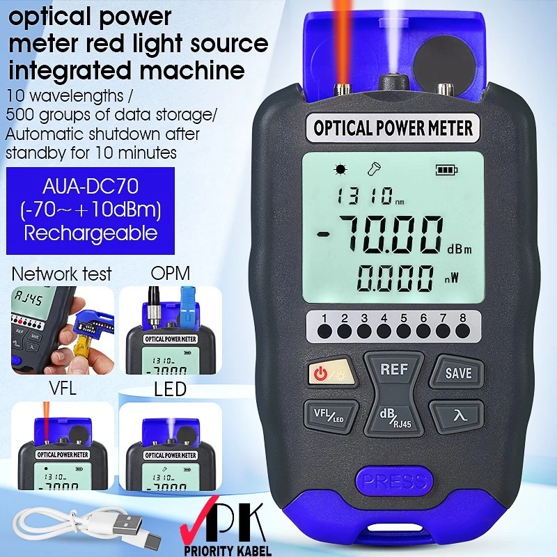 NETLAYER - OPM 3 In 1 Optical Power Meter VFL RJ45 Tester New Model Mini OPM COMPTYCO Bisa di CAS ULANG