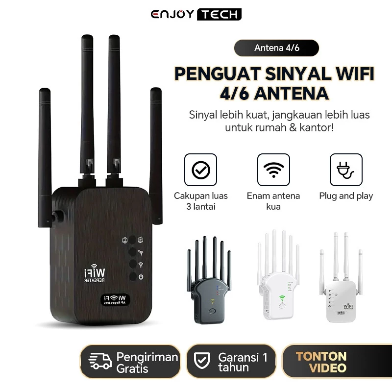 NETLAYER - MIFI Penguat Sinyal Repeater Jarak Jauh penguat modem Penguat Sinyal WIFI 1500Mbps Dual Band 2.4G 4/6