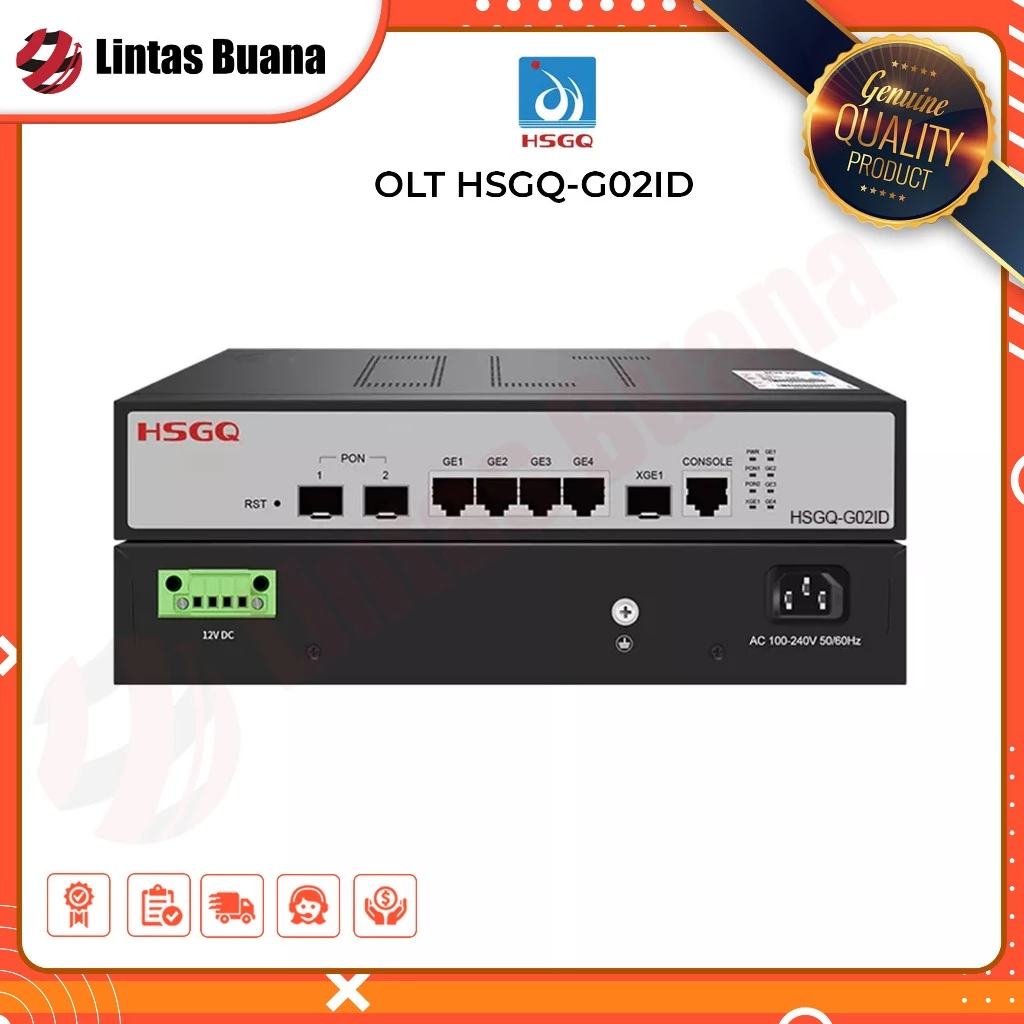 NETLAYER - OLT GPON HSGQ-G02ID 2 Port GPON OLT 10G Uplink AC+ 12V DC, Non SFP