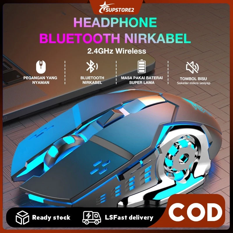 NETLAYER - Mouse Gaming Wireless 2.4Ghz 1600 DPI Three-speed Adjustment Silent Click Rechargeable