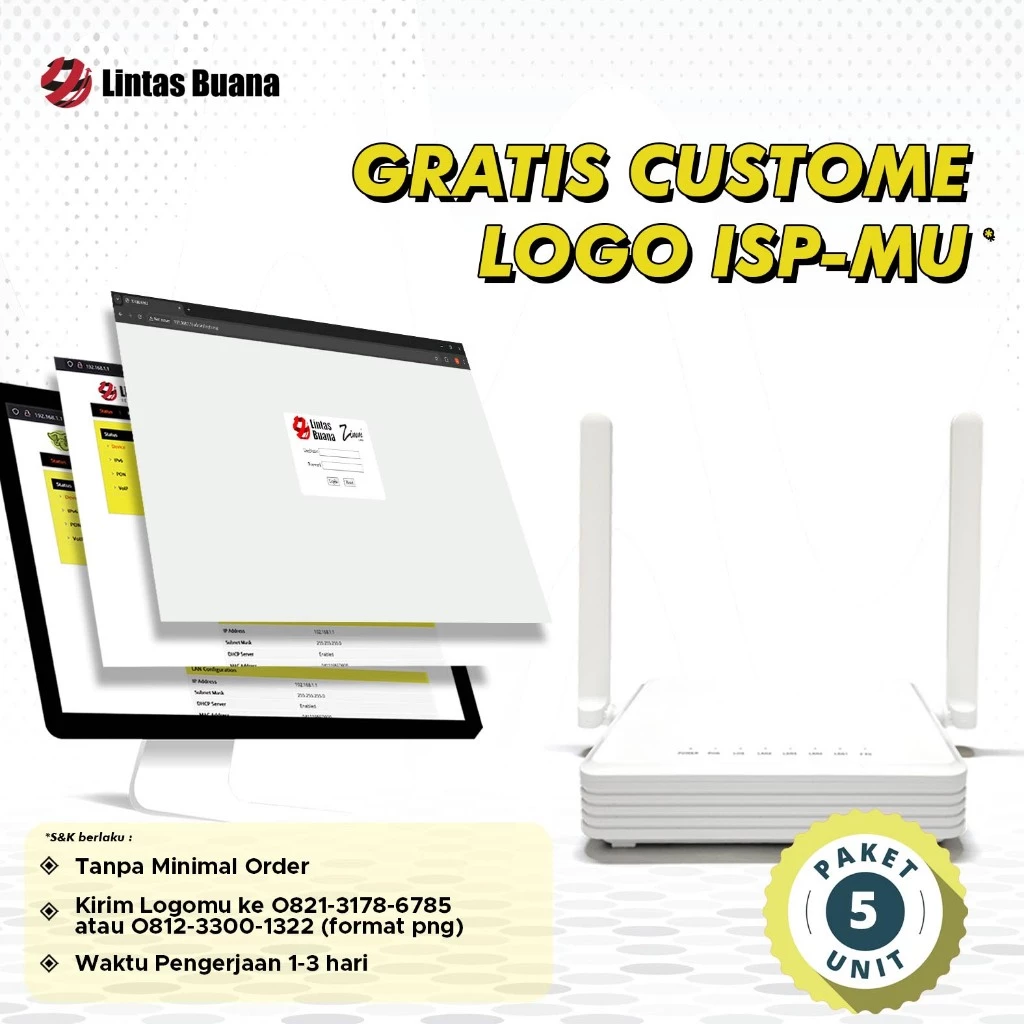 NETLAYER - ZIMMLINK XPON ONU ZL-2113X Support EPON & GPON ONT 1GE 3FE 2,4G Wifi PAKET 5 UNIT