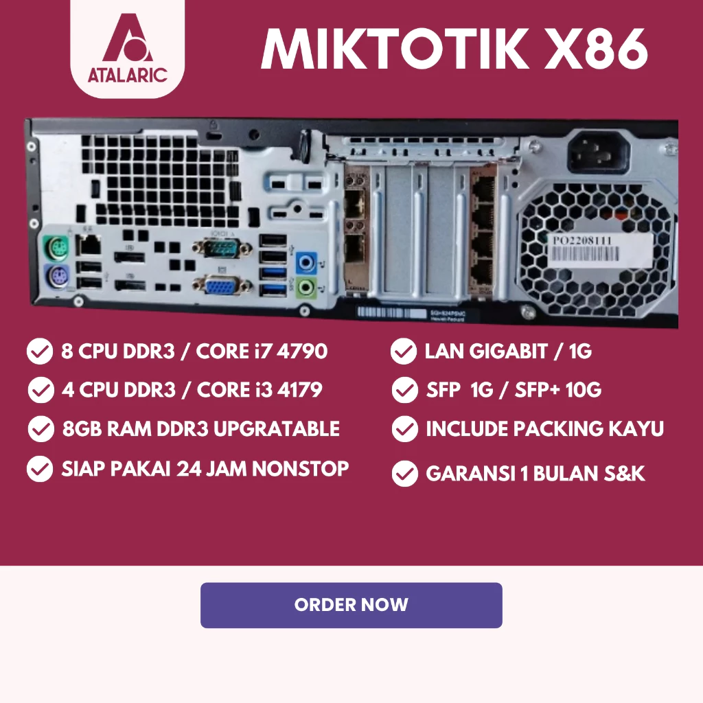 NETLAYER - MIKROTIK X86 INTEL GEN 7 (POSTEL) BY LENOVO, mikrotik x86 SIAP GEBER 24 JAM NONSTOP