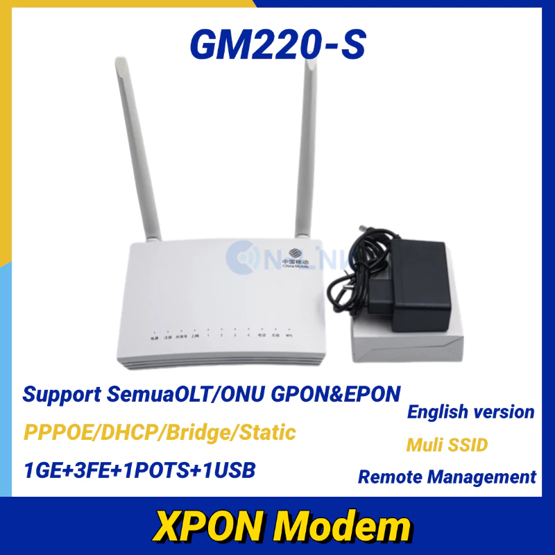 NETLAYER - Bekas Modem GM220S XPON Router WiFi Support EPON GPON Untuk ISP Indonesia Bonus Adaptor Cocok Rumah Kantor Internet Murah Stabil