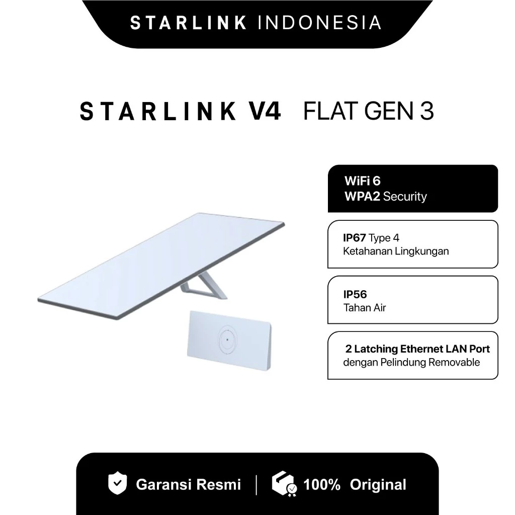 NETLAYER - STARLINK V4X FLAT GEN 3 ANTENA WIFI SATELITE - STARLINK V4 Wi-Fi 6 Dual Band Router