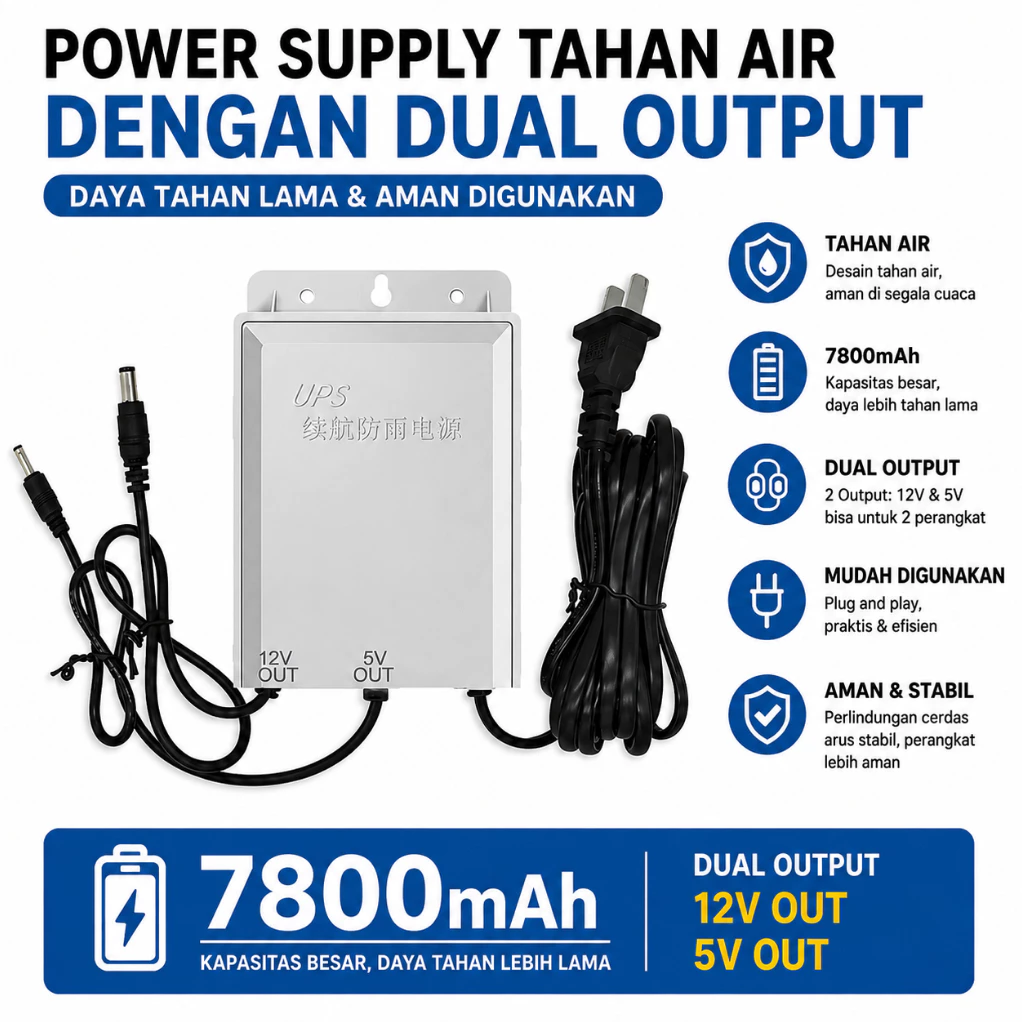 NETLAYER - ups wifi 12V+12V mini UPS router ups mini untuk wifi catu daya tahan air dua output 3M