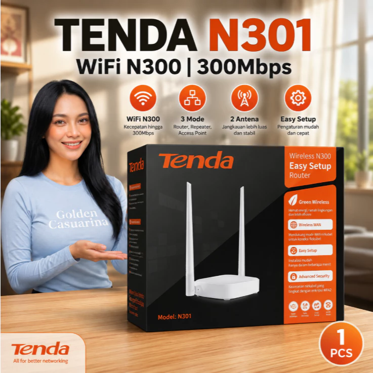 NETLAYER - TENDA N301 Router WiFi Wireless N300 300Mbps Easy Setup Repeater Access Point