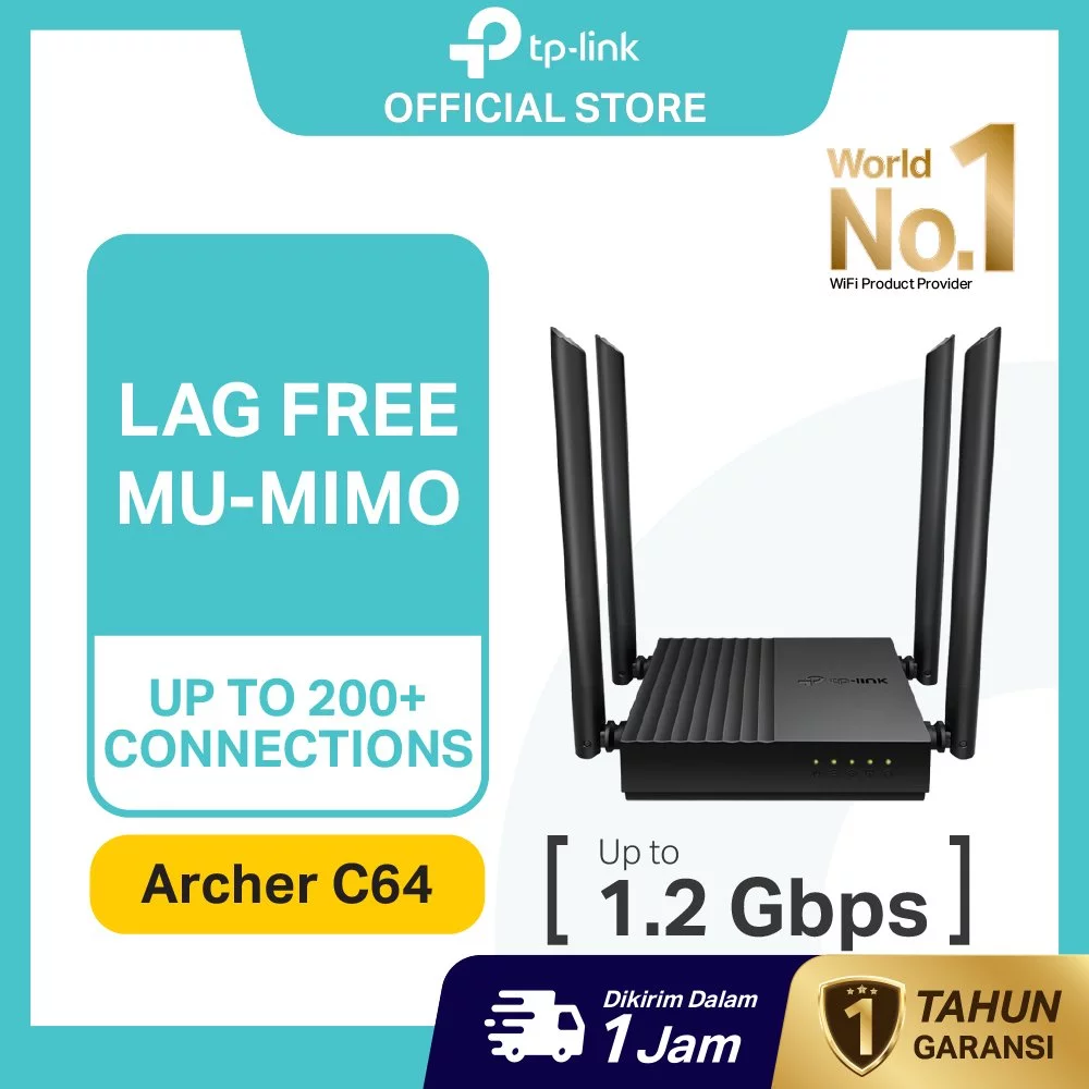 NETLAYER - TP-Link | Archer C64 | Router WiFi | AC1200 | WiFi 5 | Router TP-Link | Dual Band | Gigabit