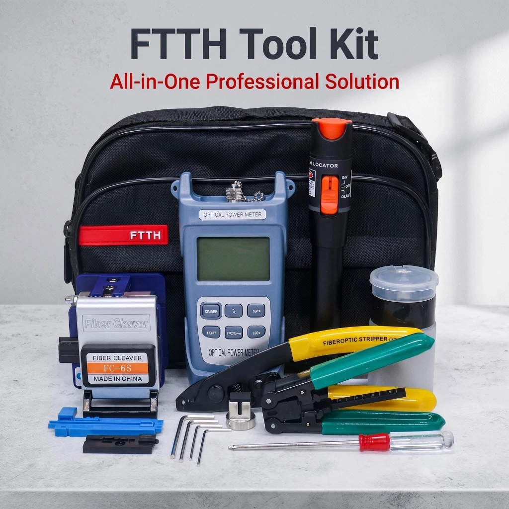 NETLAYER - FTTH Fiber Optic Tool Kit With Fiber Cleaver -70~+6dBm Optical Power Meter 10mw Vfl Opm