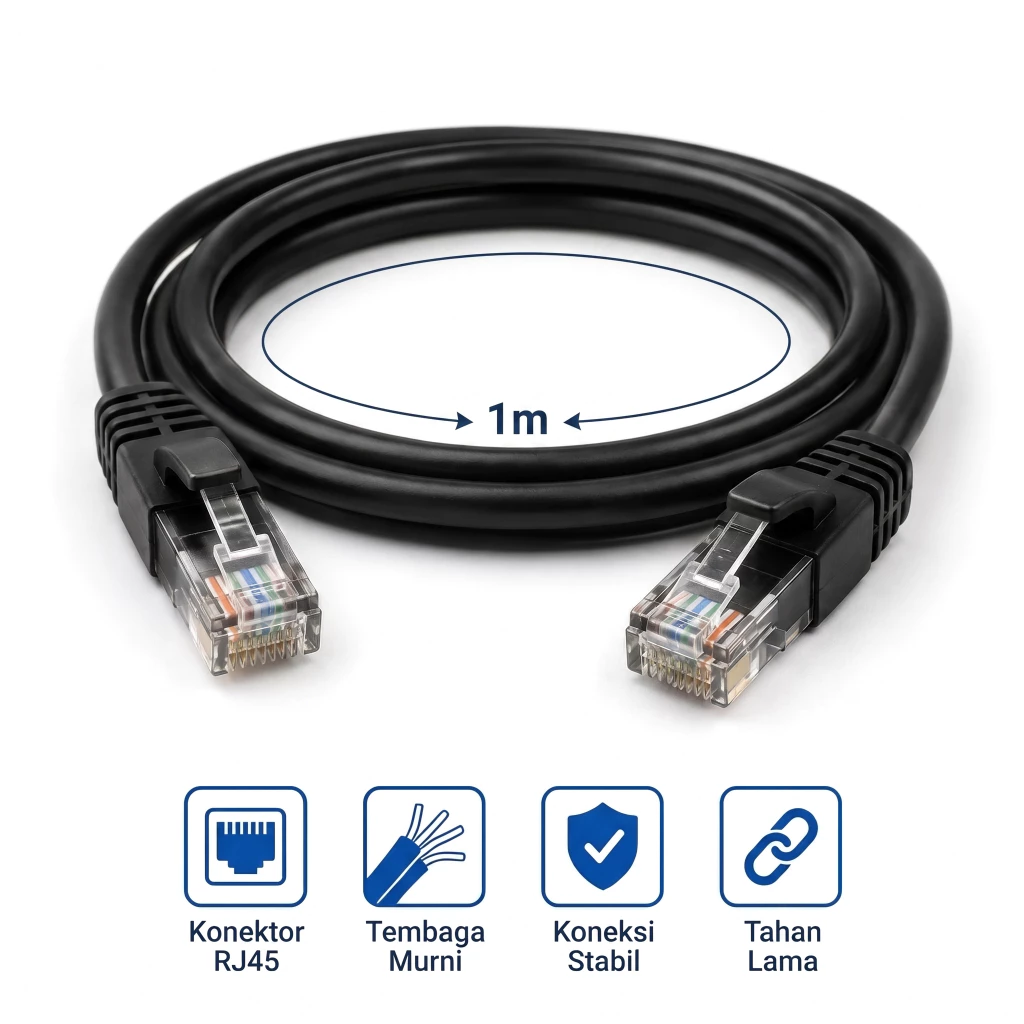 NETLAYER - Kabel LAN RJ45 CAT61 Meter untuk Router WiFi Modem Fiber ONT PC Laptop