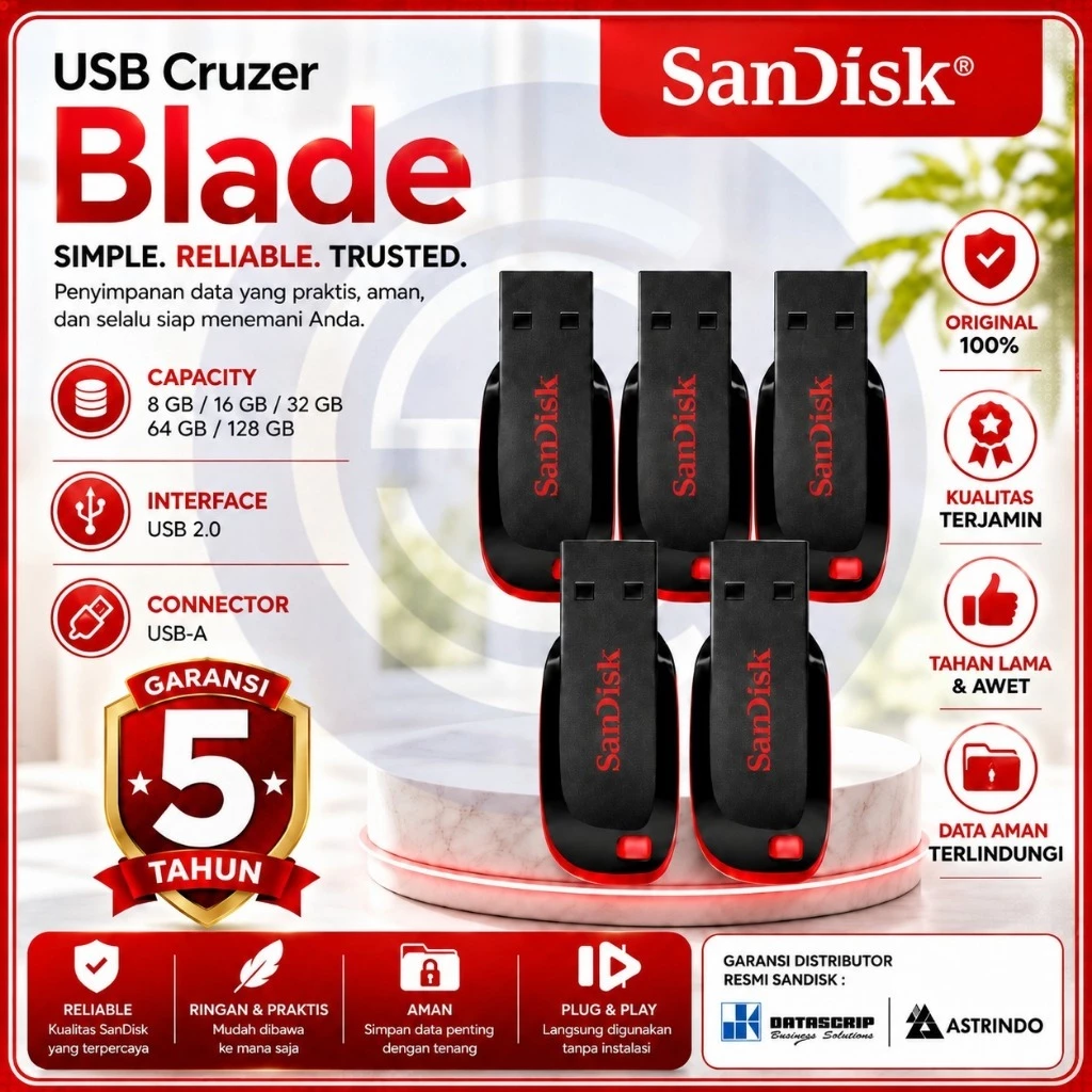 NETLAYER - SANDISK FlashDisk Cz50 Cruzer Blade 8Gb / 16Gb / 64Gb/ 32Gb / 128Gb