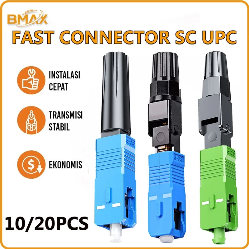 NETLAYER - 10/20pcs FTTH Fast Connector SC/UPC Fiber Optic / Konektor Biru Hijau SC/UPC