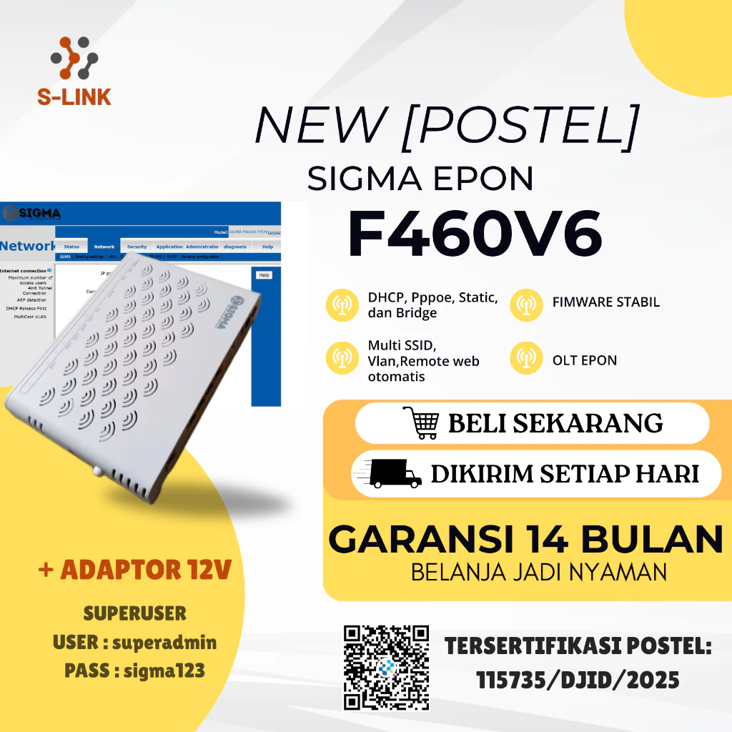 NETLAYER - ONT EPON ZTE F460 V6 DENGAN ADAPTOR