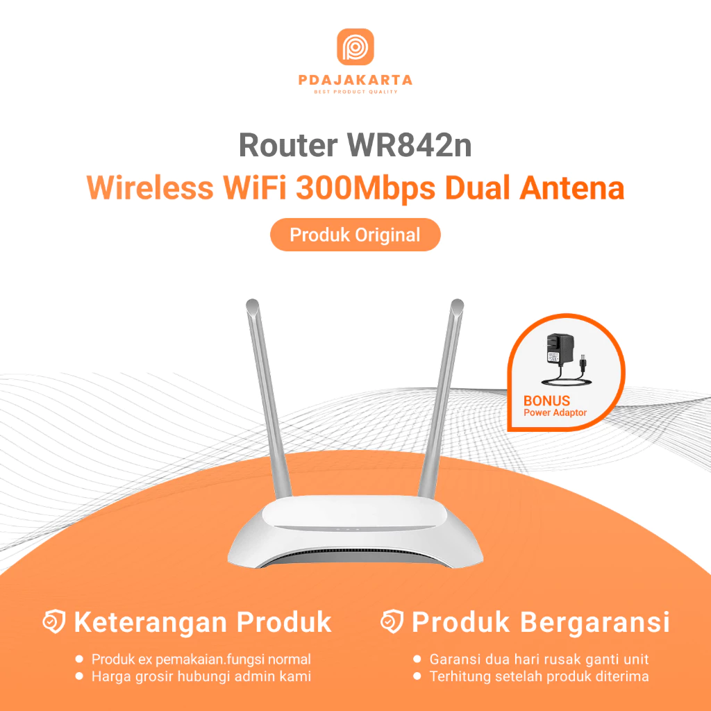 NETLAYER - Router Tp-Link TL-WR842N Wireless WiFi 300Mbps | Router WiFi Bekas Original Bonus Adaptor