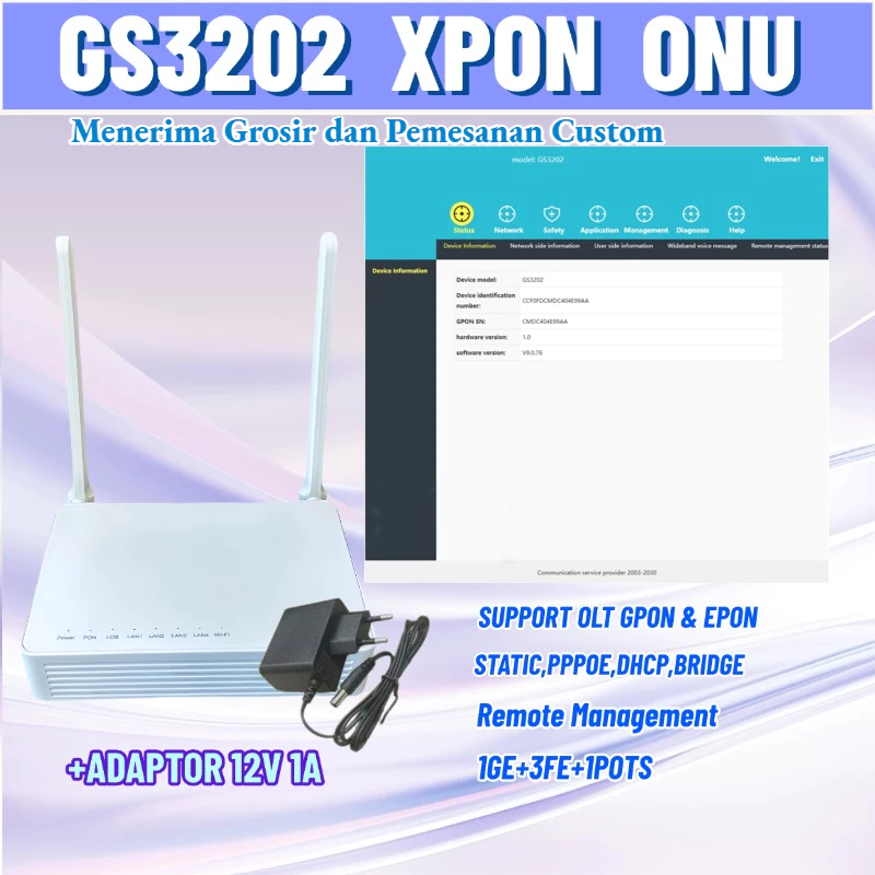 NETLAYER - Modem GS3202 XPON EPON GPON WiFi Router Bonus Adaptor