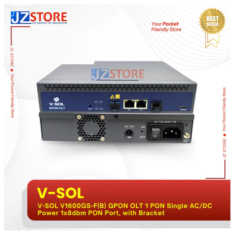 NETLAYER - V-SOL V1600GS-F(B) GPON OLT 1 PON Single AC/DC Power 1x8dbm PON Port, with Bracket