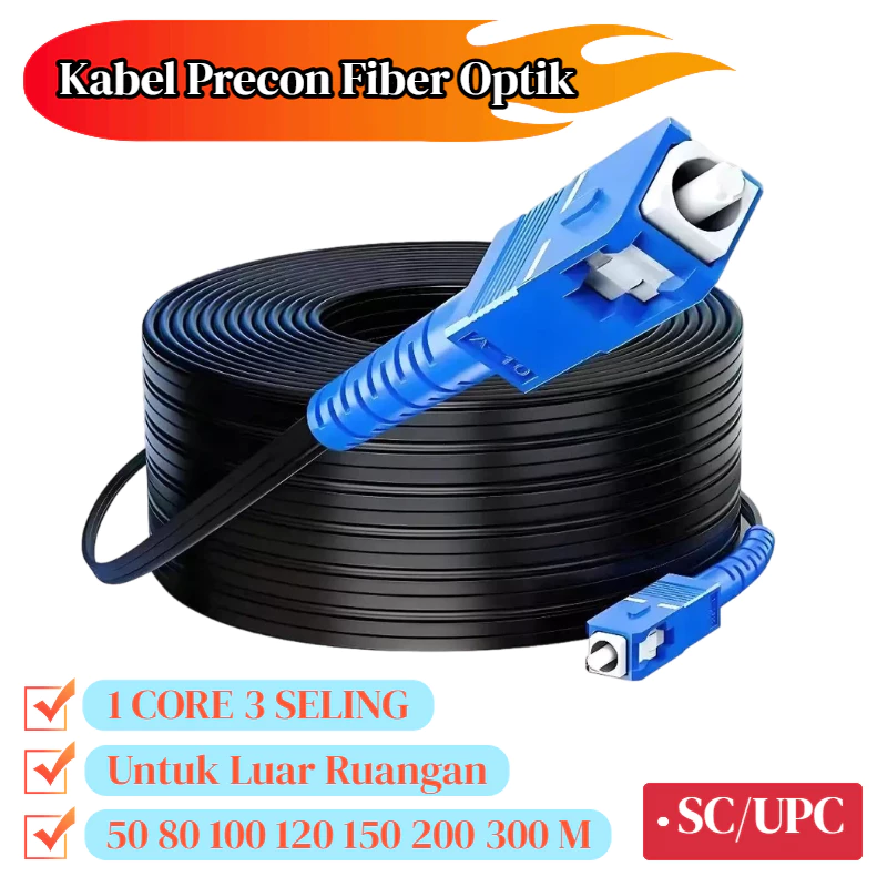 NETLAYER - Kabel Precon Fiber Optik 1 Core SC/UPC 3 Seling | Kabel FO Drop Cable FTTH Indoor Outdoor