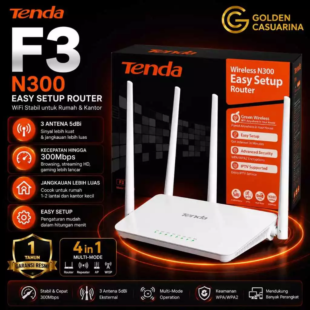 NETLAYER - Router TENDA F3, N301 Router Wireless 300Mbps Hight Power