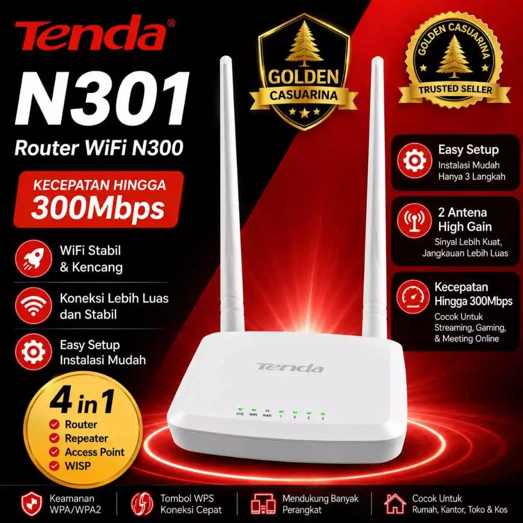 NETLAYER - TENDA N301 Router Wireless 300Mbps Easy Tenda N301 Router WiFi Wireless N300 300Mbps Repeater Access Point Easy Setup