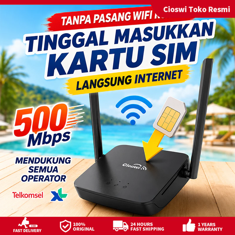 NETLAYER - Cioswi WiFi 500 Mbps 4G WiFi Modem 4G Kartu SIM | WIFI Router | All Operator