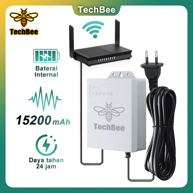 NETLAYER - TechBee Ups 15200mAH Ups Mini 12v Untuk Wifi Ups Mini 12 Volt Ups Wifi Ups Cctv Ups Dc Mini Ups