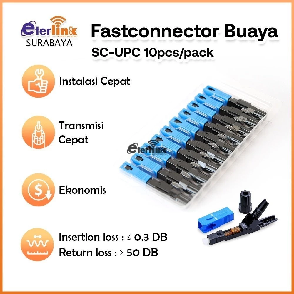 NETLAYER - 1Pack ISI 10Pcs SC UPC Fiber Optik FTTH Fast Connector model Buaya