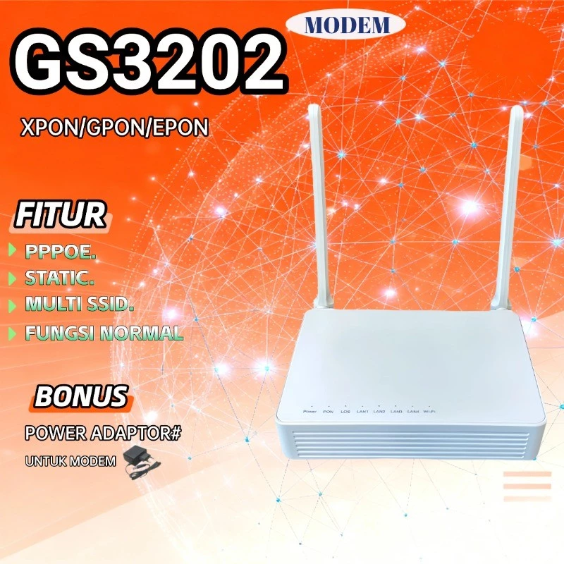 NETLAYER - GS3202 ONT MODEM GPON/EPON/XPON ONU + Dengan Adaptor