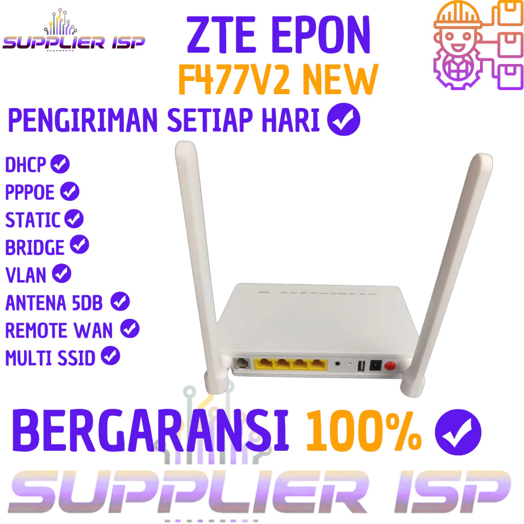 NETLAYER - ZTE MODEM F477 V2 F477V2 EPON NEW BARU PUTIH BERSIH 5DB DENGAN ADAPTOR TANPA ADAPTOR